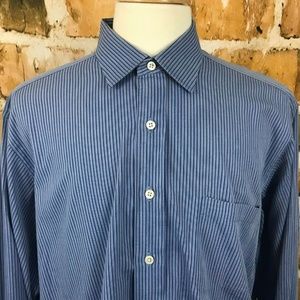 Robert Talbott Shirt Men's Size 17 Blue Stripe